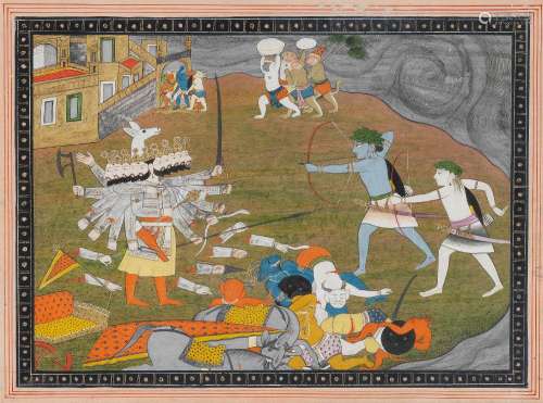 An episode from the Ramayana Rama and Lakhshmana in battle w...