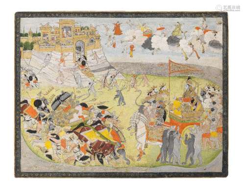 An illustration from a Ramayana series, depicting the victor...