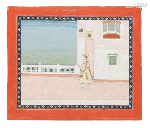 An unidentified scene from a ragamala series, depicting a pr...