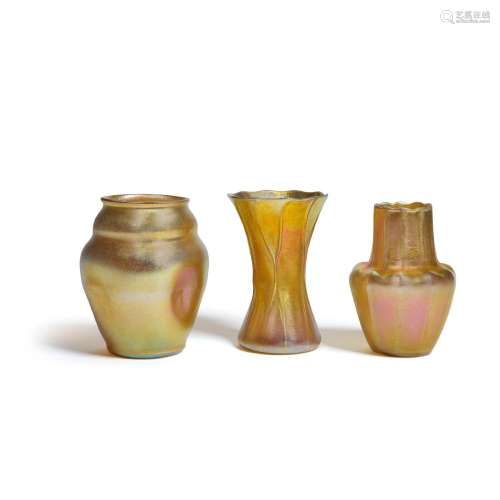 TIFFANY STUDIOS (1899-1930) Group of Three Vases1907 and 191...