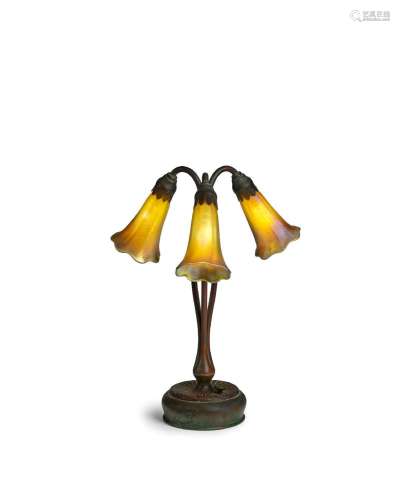 TIFFANY STUDIOS (1899-1930) Three-Light Lily Lampcirca 1905p...