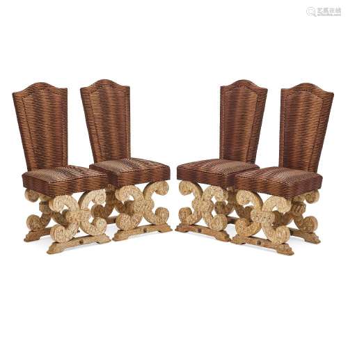 【W】JEAN-CHARLES MOREUX (1889-1956) Set of Four Chairscirca 1...