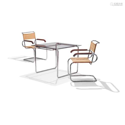 【W】MARCEL BREUER (1902-1981) Table and Pair of B55 Chairsdes...