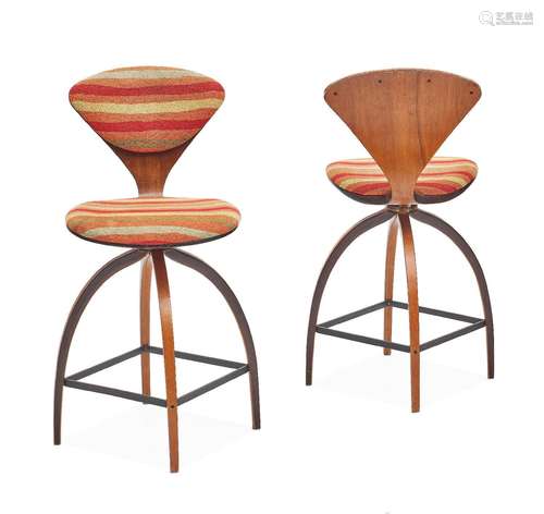 【W】NORMAN CHERNER (1920-1987) Pair of Barstoolsdesigned 1958...