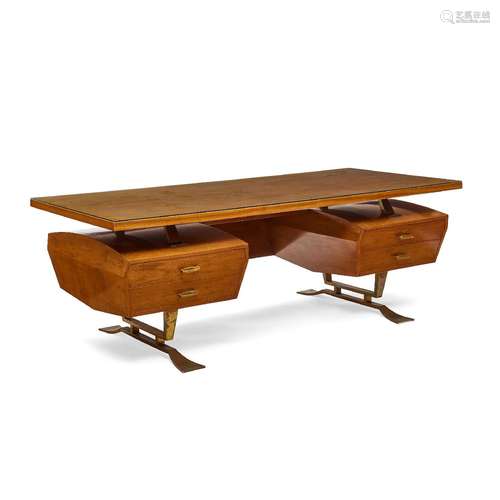 【W】ITALIAN  Modern Executive Deskcirca 1955mahogany, brass, ...