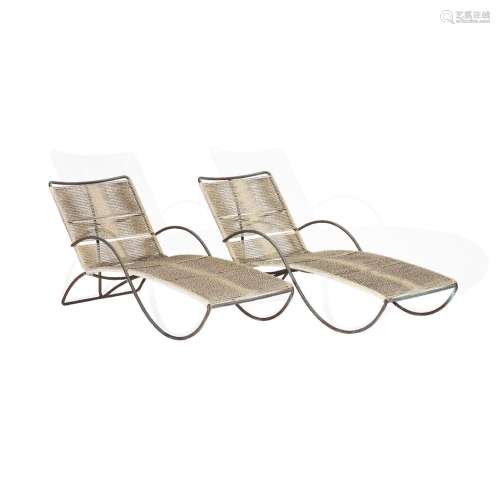 【W】WALTER LAMB (Active 1950s) Pair of Chaise Lounges and Sid...