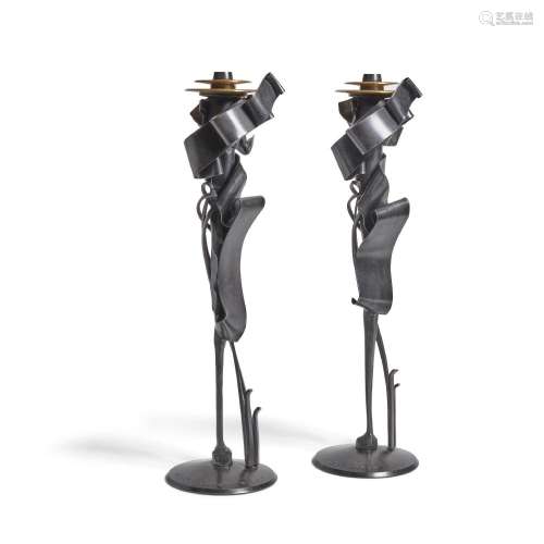 ALBERT PALEY (BORN 1944) Pair of Candlesticks2011forged and ...