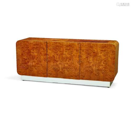 【W】PACE COLLECTION Credenza1970sburl walnut, chromed metal, ...