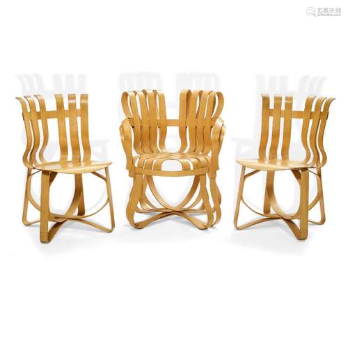 【W】FRANK GEHRY (BORN 1929) Pair of Hat Trick Chairs and Cros...