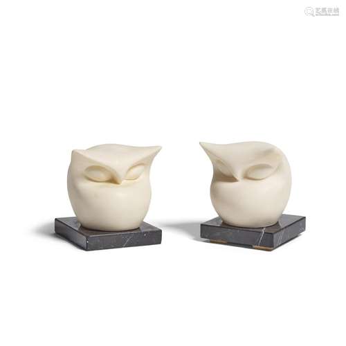 BENIAMINO BENVENUTO BUFANO (1898-1970) Pair of Owlscarved ma...