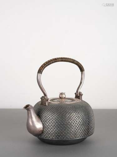 19th C. Antique Japanese Silver Cast Kettle Teapot