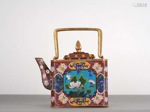 Chinese Antique Cloisonne Enamel Teapot