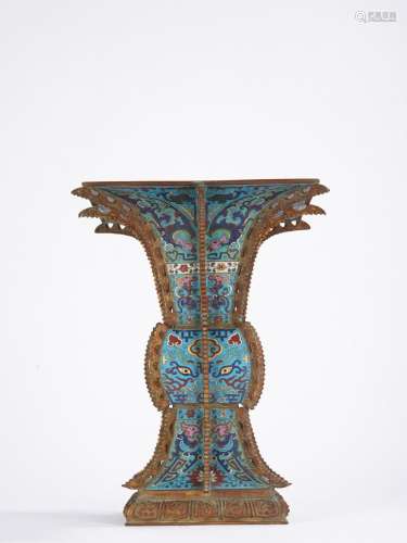 Chinese Qing Dynasty Cloisonne Enamel Gu Vase