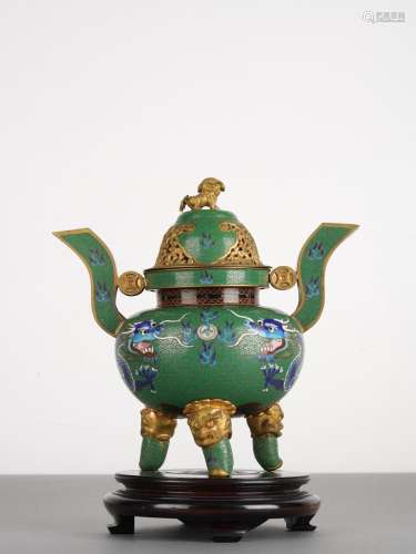 Chinese Antique Cloisonne Enamel Tripod Censer