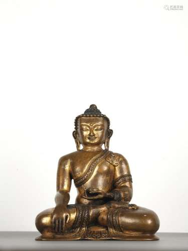 Chinese Antique Qing Gilt Bronze Buddha