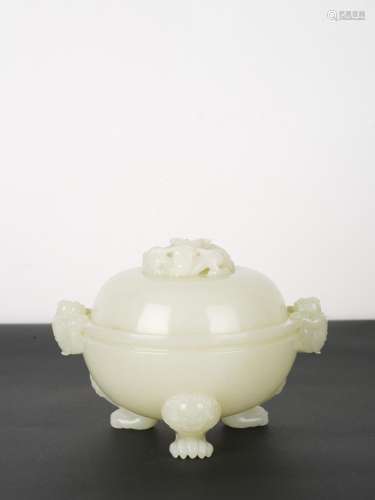 Chinese Qing Period Antique White Jade Censer