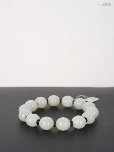 Antique Chinese White Jade Bracelet Beads