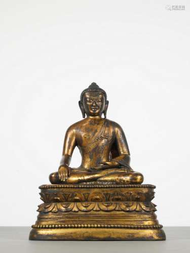 Antique Gilt bronze Statue of Sakyamuni Buddha