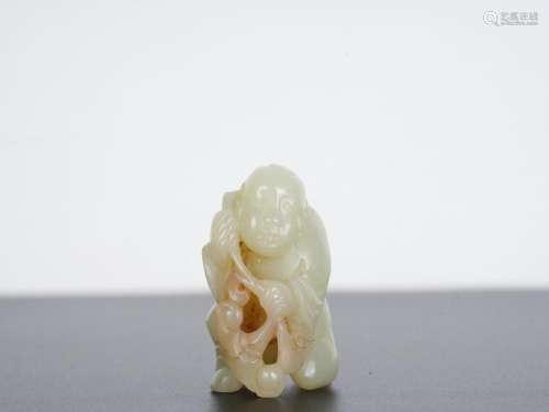 Chinese Antique Qing Period White Jade Boy