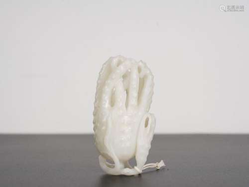 Chinese Antique Qing White Jade Buddha's Hand