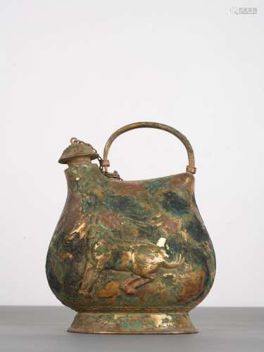 Chinese Tang Antique Gilt Silver Ewer