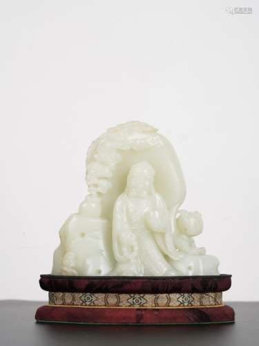 Chinese Antique Qing White Jade Arhat