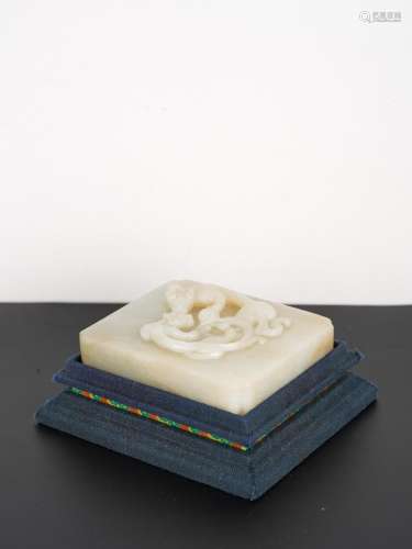 Chinese Qing White Jade Square Seal