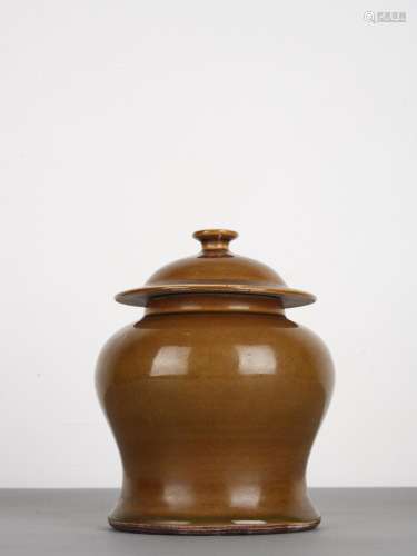 Chinese Antique Brown Glaze Lidded Jar