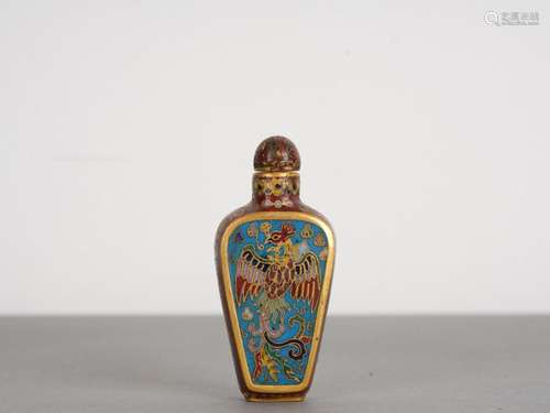 Chinese Cloisonne Enamel Gilt Inlaid Snuff Bottle