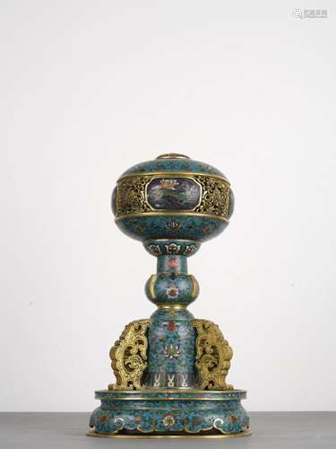 Chinese Antique Qing Cloisonne Enamel Incense Burner