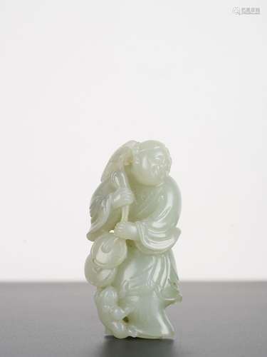 Chinese Qing Period Antique White Jade Liu Hai