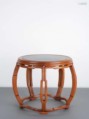 Chinese Boxwood Stool Stand with Zitan Inset