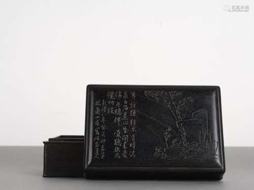 Chinese Antique Zitan Inscribed Box