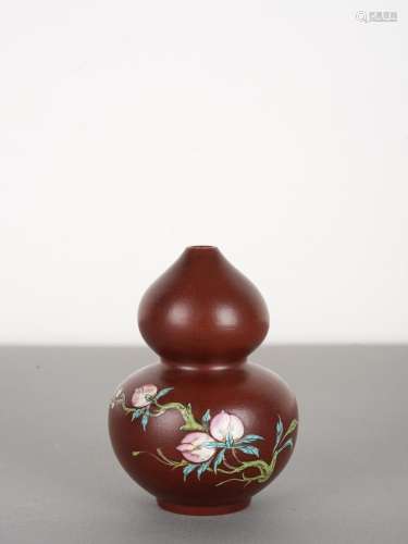 Chinese Enamel Yixing Gourd Vase