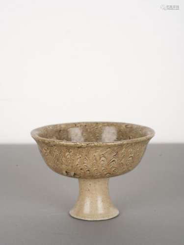 Chinese Antique Stone Pattern Glaze Stem Cup