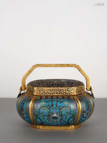 Chinese Antique Qing Cloisonne Enamel Handwarmer