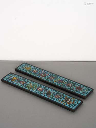 A Pair of Cloisonné Enamel Eight Treasure Paperweights