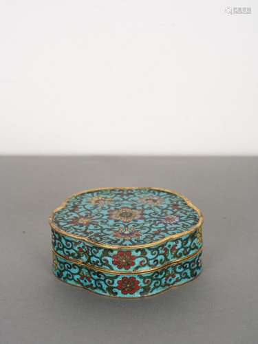 Chinese Qing Antique Cloisonne Enamel Lotus Box