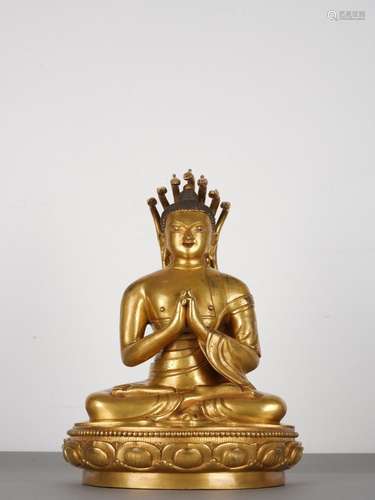 Antique Gilt bronze Seated Statue of Buddha