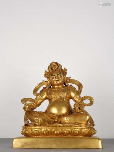 Antique Gilt Bronze Seated Statue of the Jambhala