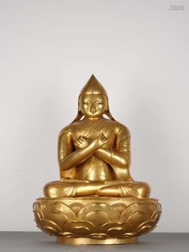 Very Large Antique Mongolian Zanabazar Gilt Bronze Vajradhar...