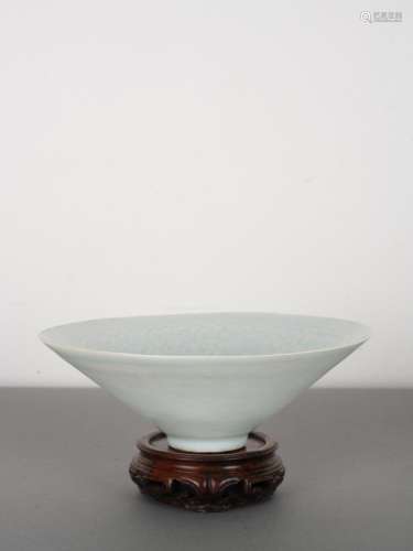 Chinese Ming Celadon Glaze Moulded Conical Bowl