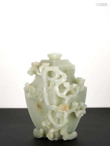 Chinese Qing Antique White Jade Plum Vase