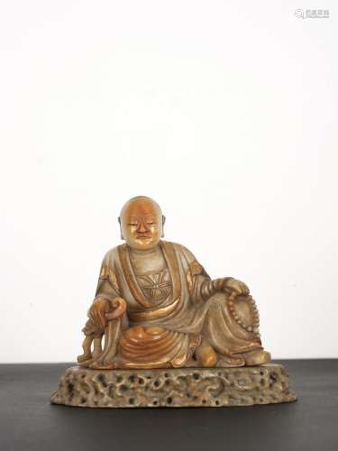 Chinese Qing Antique Shoushan Arhat Figure