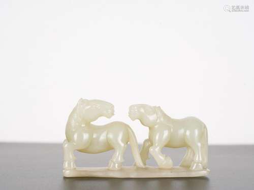 Chinese Qing Antique Horses Carving