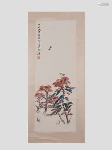 Wang Yachen, flowers, mounted on paper