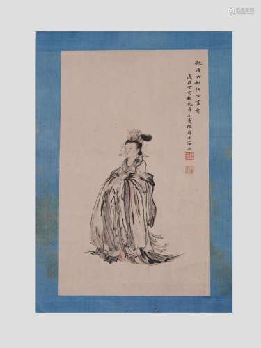 Lu Xiaoman, Lady, mounted on paper