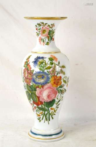 Opaline Milk Glass Vase w Flowers