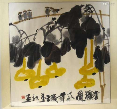 Framed Chinese Watercolor Painting