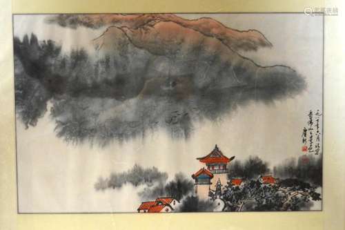 Framed Chinese Watercolor Painting